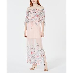 City Studios Juniors Printed Off The Shoulder Maxi Dress Size 2XS